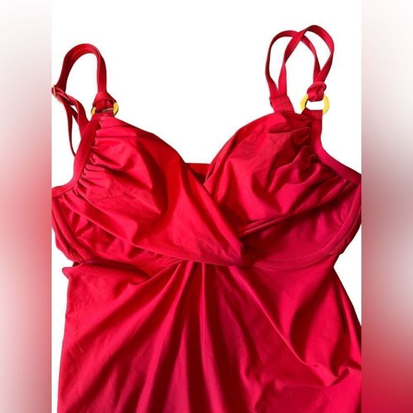 Tara Grinna Red Tankini  Size 32-36C Split Open Back - Picture 1 of 8